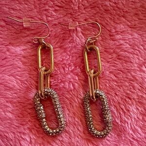 Gold and Pave diamonds Link Earrings